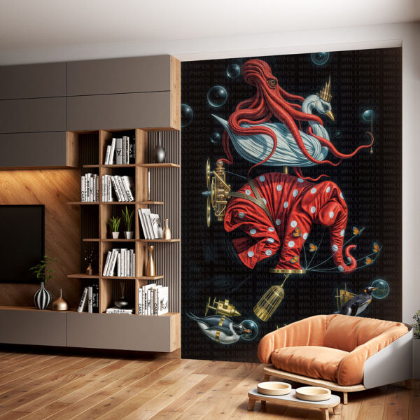 Ahtapot kuğu fil penguenler poster duvar kağıdı